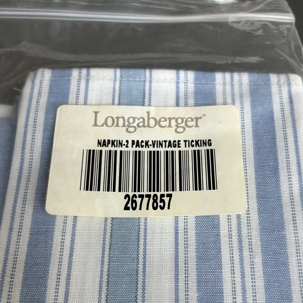 Longaberger Striped Blue and White Napkins